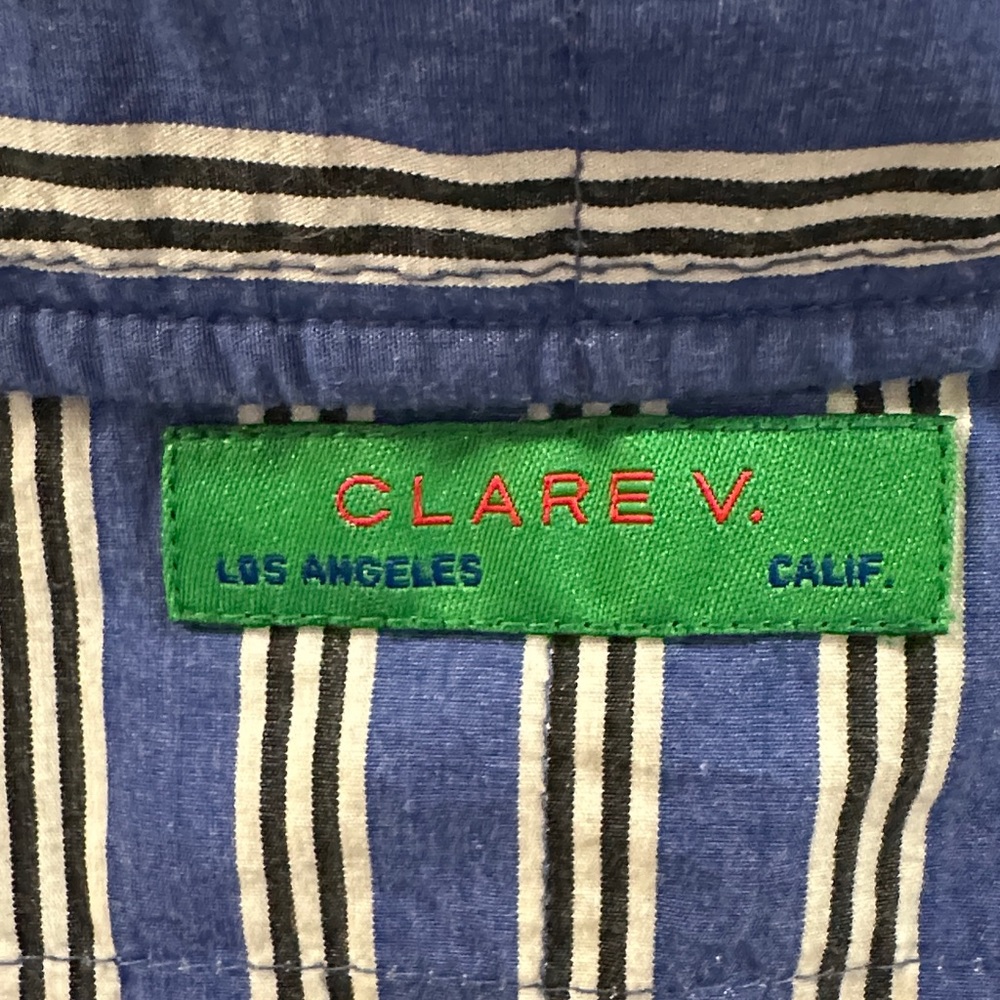 Clare V Blue and White Striped  Floral Reversible Casual Jacket - Picture 3 of 10